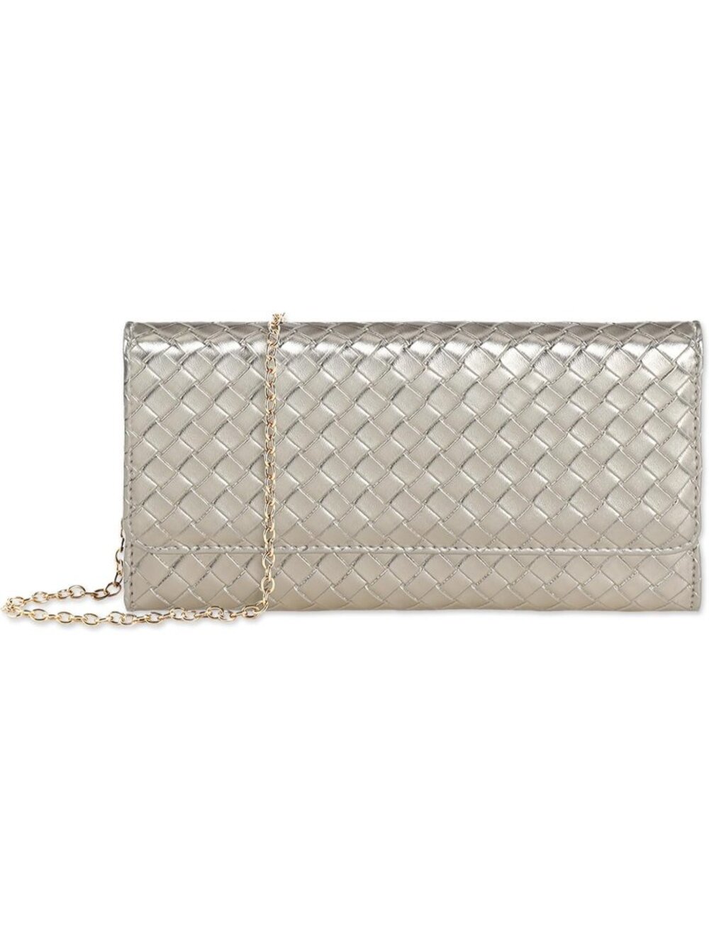 Women's Champagne Gold Clutch Purse Removable Gold Chain Evening Crossbody Bags
